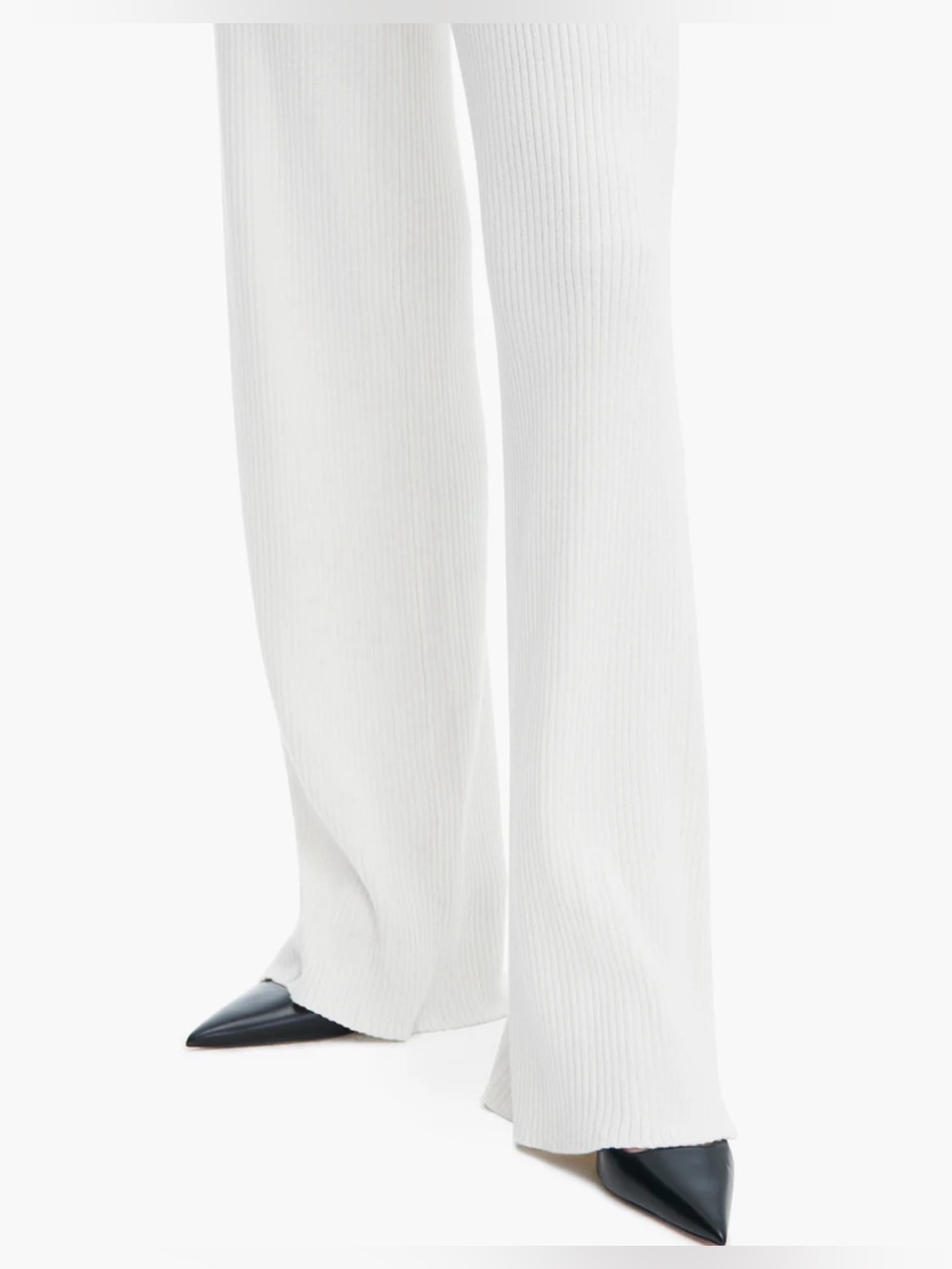 ATM Anthony Thomas Melillo COTTON CASHMERE RIBBED WIDE LEG PULL ON PANT in White